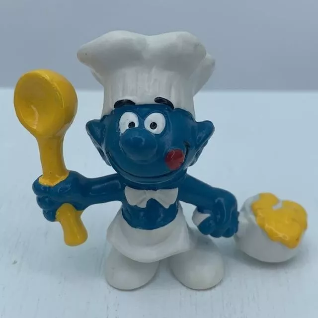 Smurfs 20073 Cook Smurf Chef Spoon Pot Vtg Figure Schleich Peyo PVC Figurine