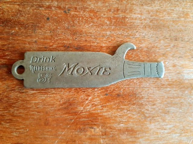 STEEL DRINK MOXIE COLA SODA POP BOTTLE OPENER Double Sided Key Chain Opener