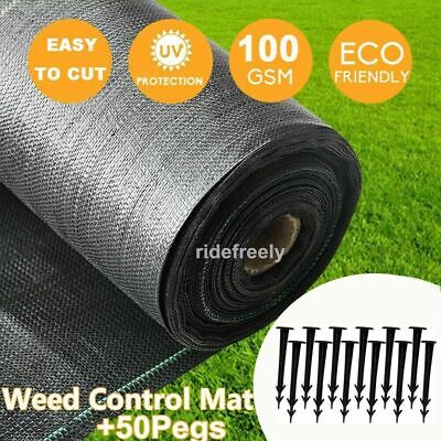 Heavy Duty Weed Control Fabric Membrane Barrier Suppressant Garden Mulch + Pegs