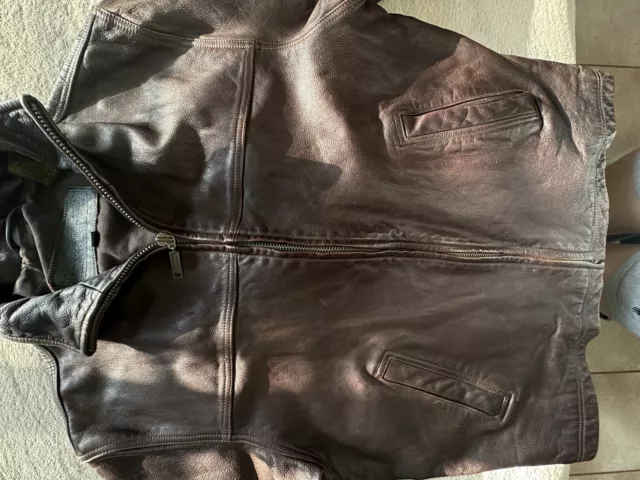 VINTAGE TIMBERLAND Cowhide Leather Jacket Mens L Brown Full Zip $99.99 ...