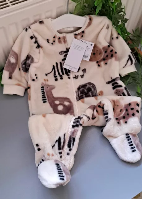 Baby Boy Girl Unisex 0-3 Months BNWT Next Supersoft Fluffy Sleepsuit 2