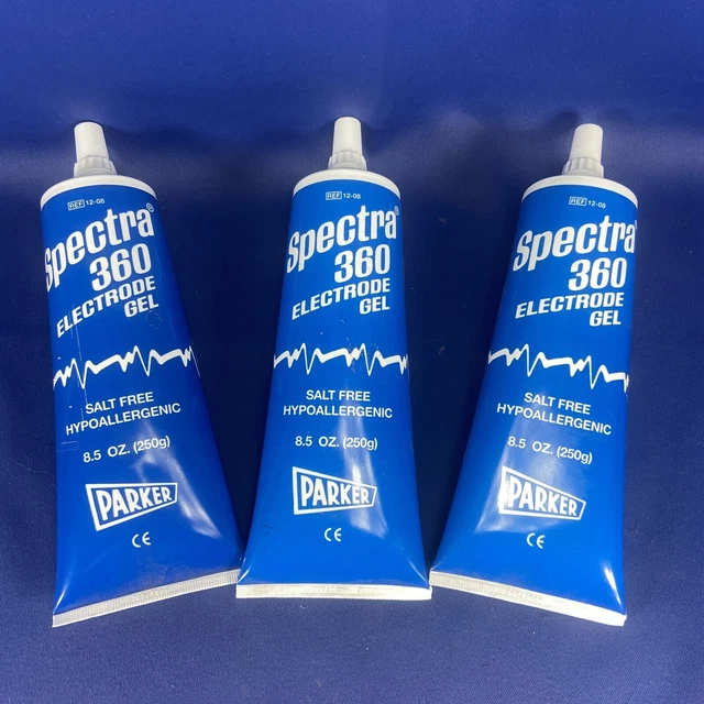 3 Tubes SPECTRA 360 Electrode Gel Blue 8.5 oz. ~ Hypoallergenic Salt Free ~ NEW