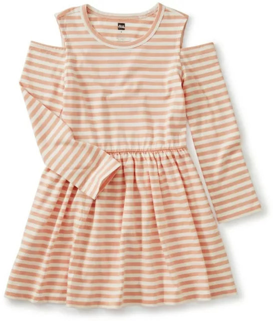 Tea Collection Girls Peek-A-Boo Shoulder Dress Size 4 Brand New - Dusty Coral