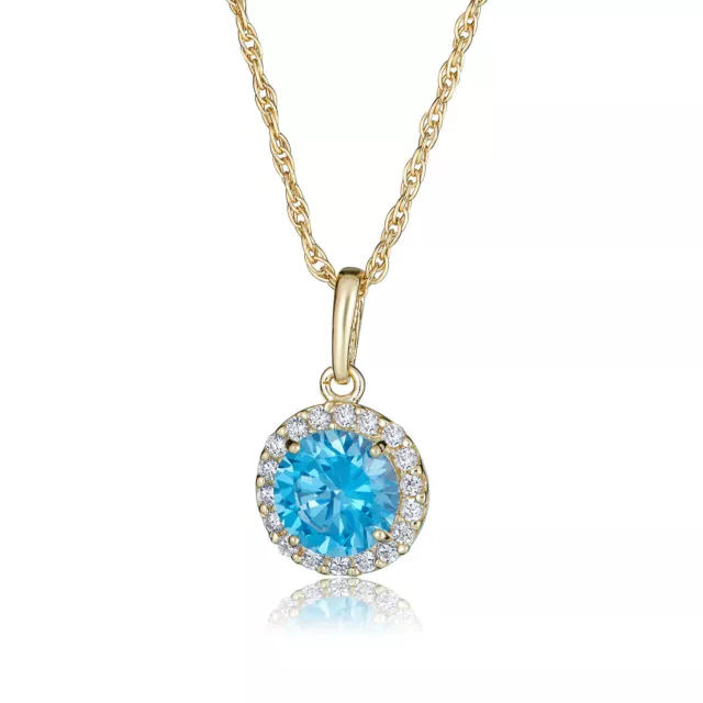 AVORA 10K Yellow Gold 12 Months 6mm Birthstone Cubic Zirconia CZ Halo Pendant