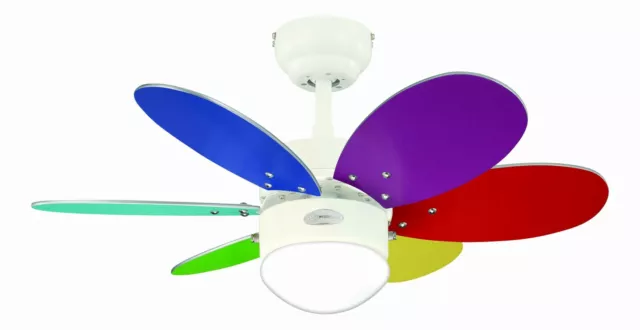 Deckenventilator Lampe mit Zugschnur Lüfter Bunt Westinghouse Turbo II 76 cm