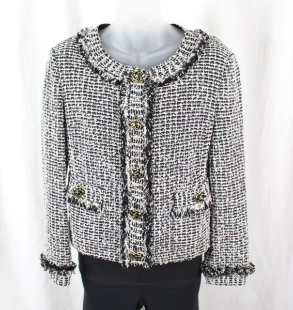 St.John Women's Black White Tweed Jacket Blazer Size 4