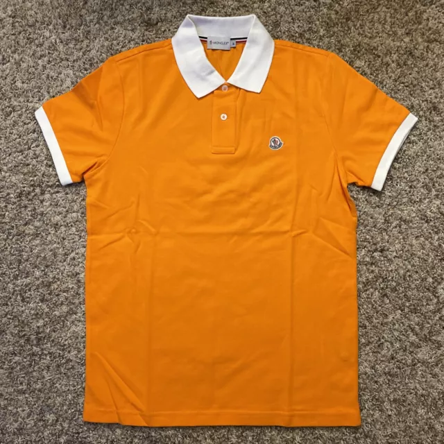 NWOT Moncler Short Sleeve Polo Shirt Mens Medium Orange