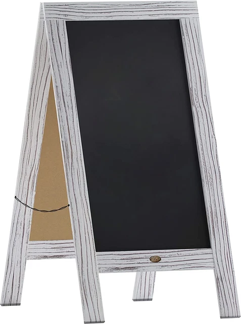 40" X 20" Whitewashed Solid Pine Wood A-Frame Magnetic Chalk Board Sign, Menu Ch