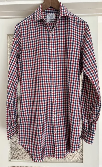 WORN ONCE TM Lewin London Fitted Men’s Long Sleeve Shirt Blue Red White Size M