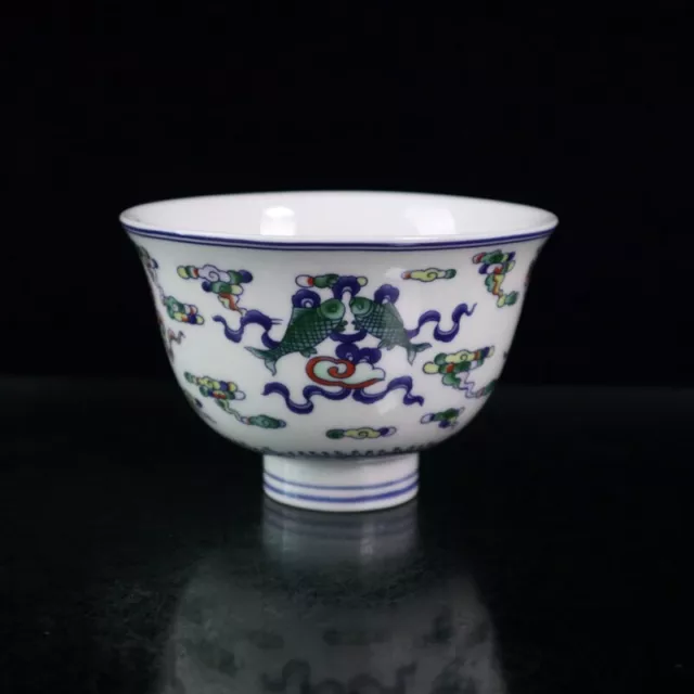 Collect Noble China contrasting color Porcelain Painting Eight treasure Bowl cup