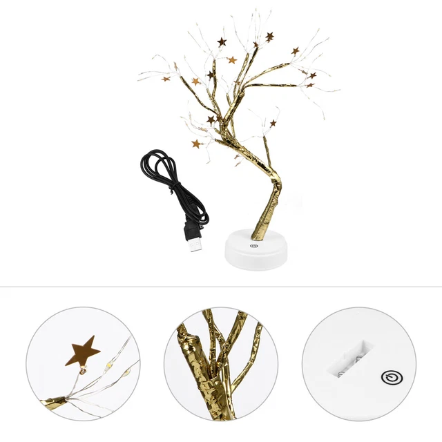 PP COPPER WIRE LED Tree Lights Faux Branches Shape Night Fall Figurine