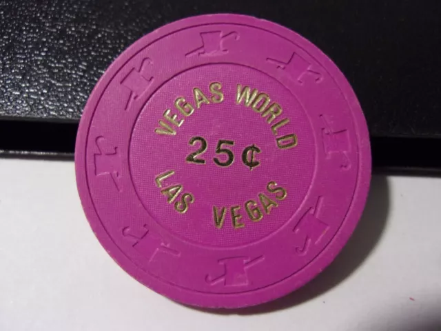 VEGAS WORLD HOTEL CASINO 25¢ hotel casino gaming poker chip - Las Vegas, NV