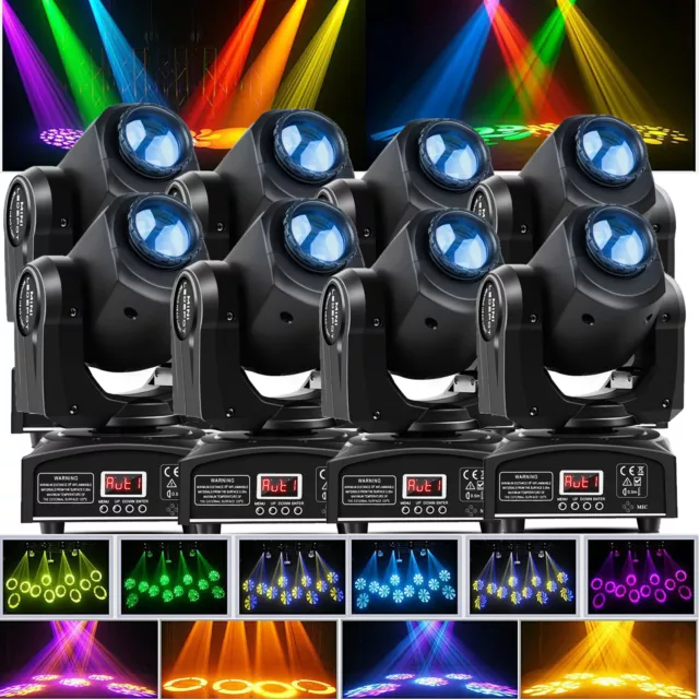 8PCS 120W RGBW LED Moving Head Stage Lights DMX Gobo Show Bar DJ Party Lighting