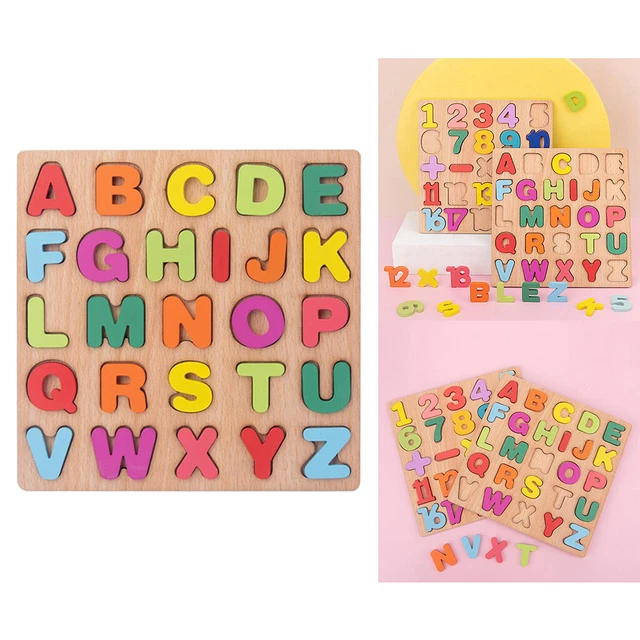 WOODEN ABC ALPHABET Puzzle Chunky Puzzle Board Early Learning ...