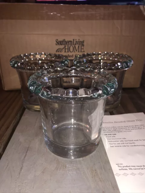 NEW Southern Living at Home Amelia Beaded Glass Trio food safe/ votive / vase