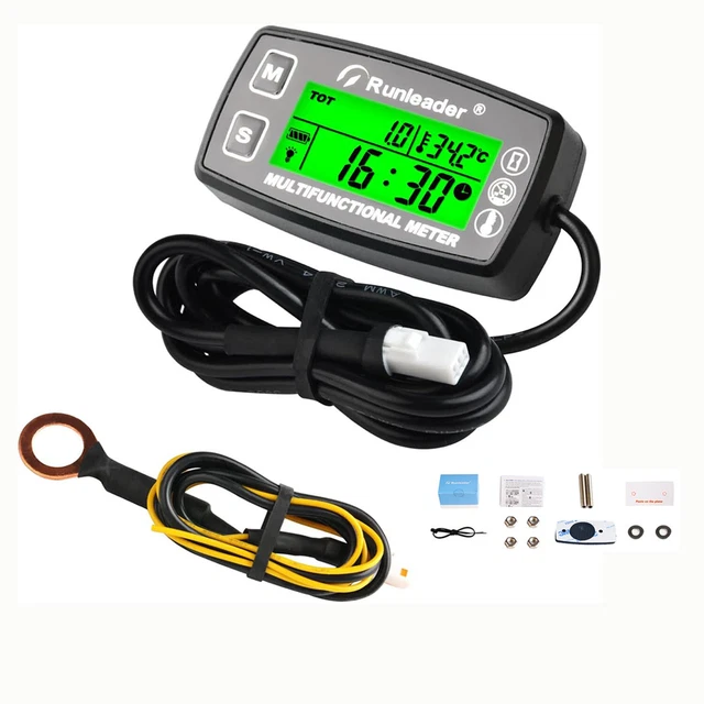 DIGITAL TACH HOUR Meter Tachometer Engine Temp Gauge Alert RPM &Temp 2/