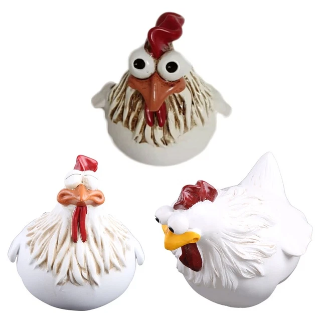 Funny Big-Eyes Hen Sculpture Resin Craft Chicken Sculpture Ornament Fence Statue