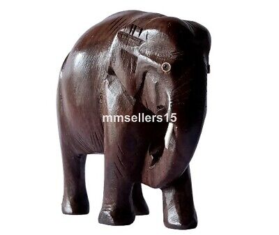 Handmade Wood Wooden Elephant Statue Hand Carved Figurine Sculpture Home Decor