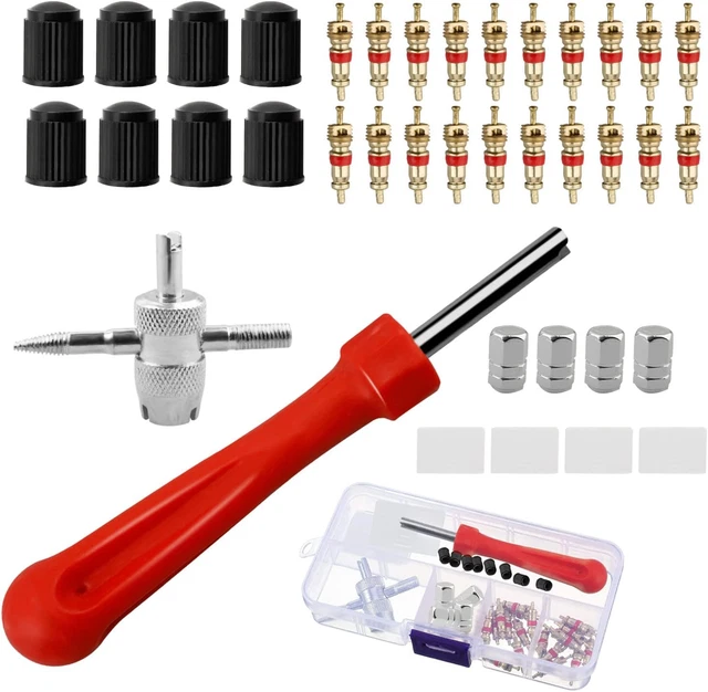 Lanjue Tyre Valve Repair Kit, Schrader Valve Tool Valve Core Remover Tool for