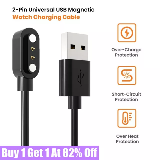 Universal Smart Watch Bracelet Charging Cable 2-Pin 2.84 Magnetic Charger Cord