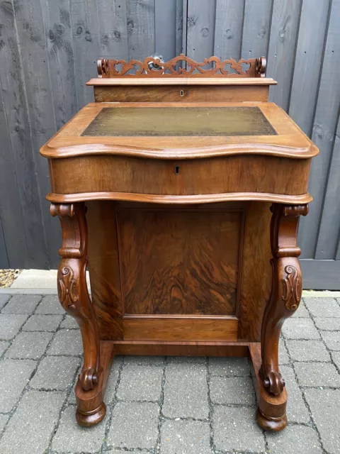 Victorian Walnut Inlaid Davenport Writing Desk