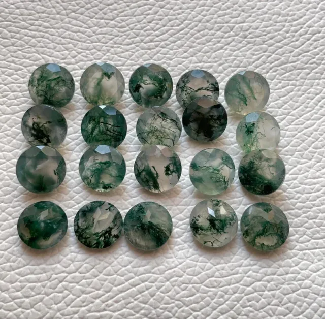 [Wholesale] Natural Moss Agate Faceted Round Shape Loose Gemstone 3