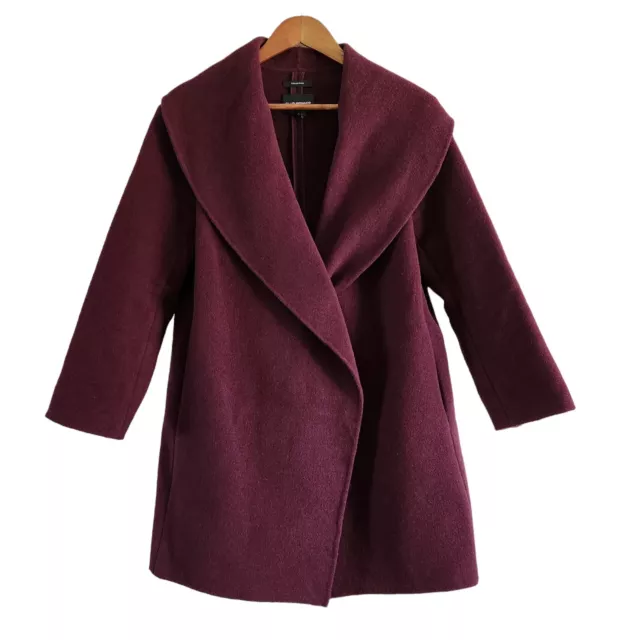 Club Monaco Kimana Coat Dark Burgundy Italian Wool Shawl Collar Jacket Size XS 3