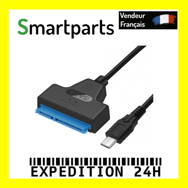 Câble Adaptateur USB-C Vers SATA Pour Disque Dur - USB 3.1 Type C - Thunderbolt 3 Compatible - Neuf Noir