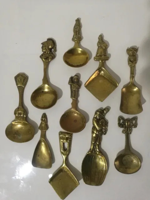 Job Lot Vintage Brass Tea Caddy Spoons Collection