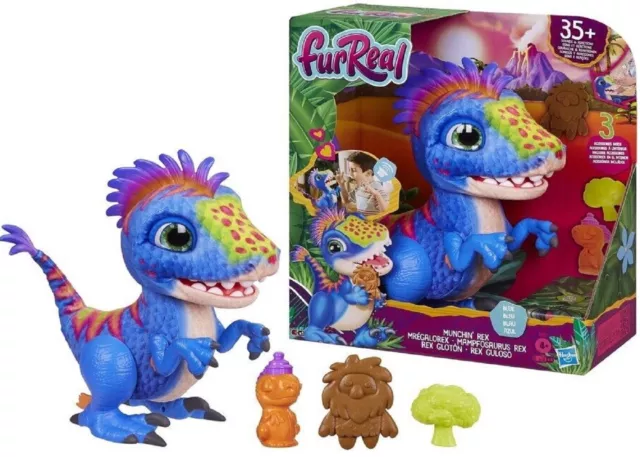 FurReal Friends Munchin Rex Plush Pet Blue 4+ Toy Play Baby Doll Dinosaur Dino