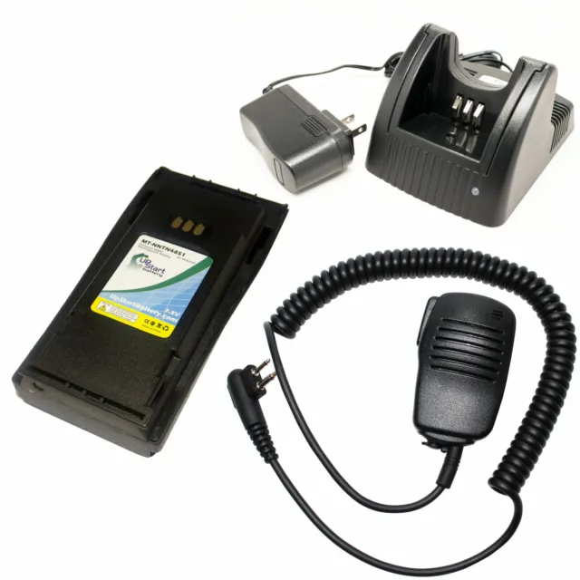 Battery, Charger & Shoulder Speaker Mic for Motorola PR400