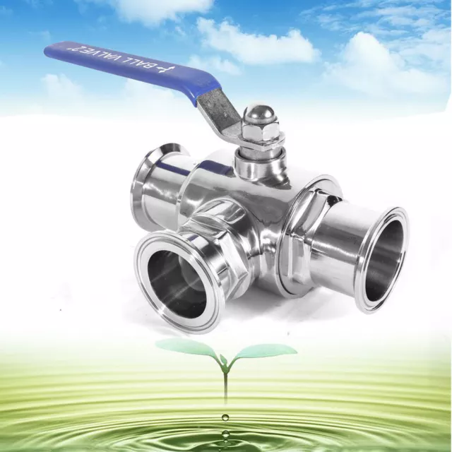 2Inch Sanitary Ball valve T Type 3-Way Clamp Stainless Steel 304 Ball Valve USA