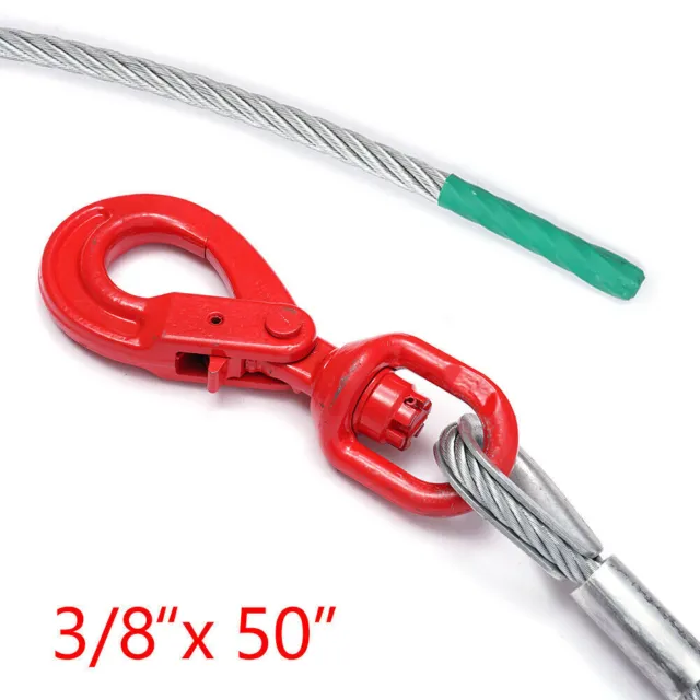 Winch Cable 3/8x50in 3/8x100inch Self Locking Swivel Hook Tow Flatbed New US