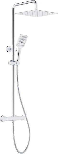 Duschsystem Mit Thermostat & Regendusche 30cm – Komplettset Mit Handbrause, Höhenverstellbarer Stange