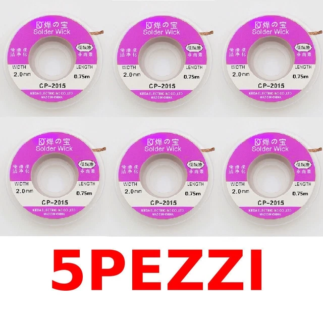 5 *Trecciola dissaldante Solder-Wick 2,0mm x 0,75metri