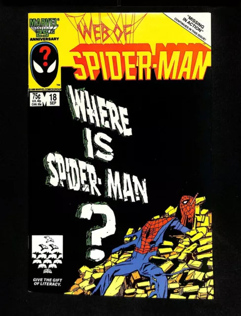 Web of Spider-Man #18 VF 8.0 1st Cameo Appearance Eddie Brock! Marvel 1986