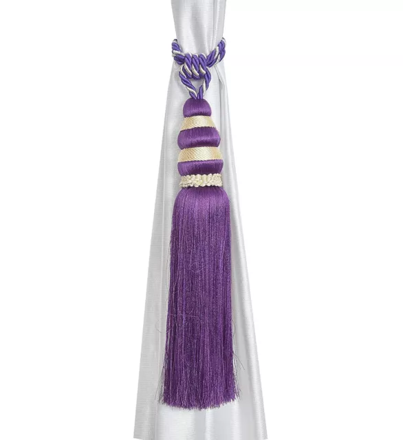 Beautiful Polyester Tassel Rope Curtain Tieback Purple Double lace set of 2 Pcs
