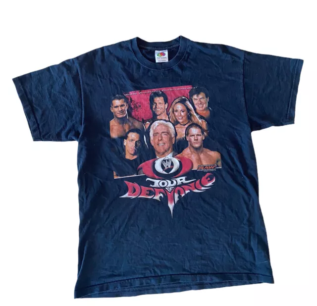 WWE Vintage T Shirt Wrestling Tour Defiance Adult Size Large WWF Top Graphic Tee