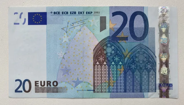 20 EURO 2002 AUNC/VF banknote Trichet signature X series Germany