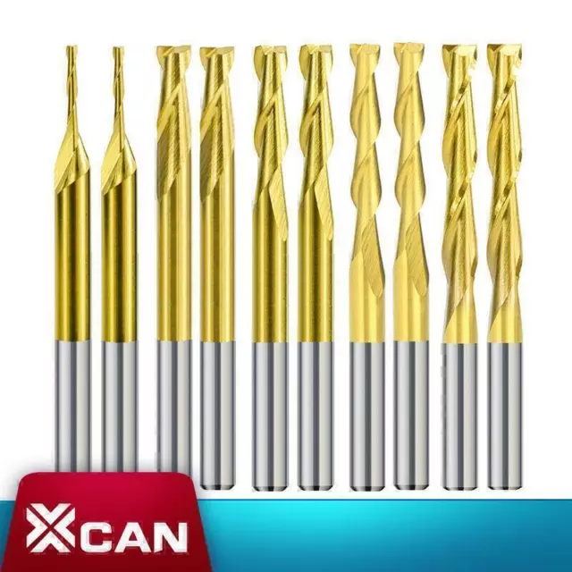 Flat End Mill Carbide Slot Drill 2Flute 1/8''Shank TiN Coated Cutting Tool Bit