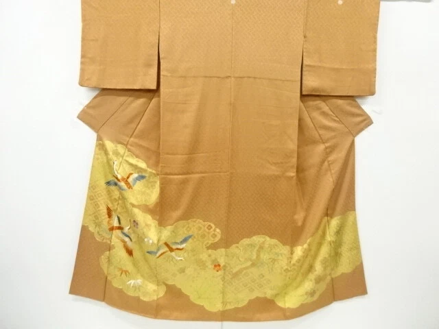 6201319: Japanese Kimono / Vintage Iro-Tomesode / Embroidery / Kinsai / Cranes &