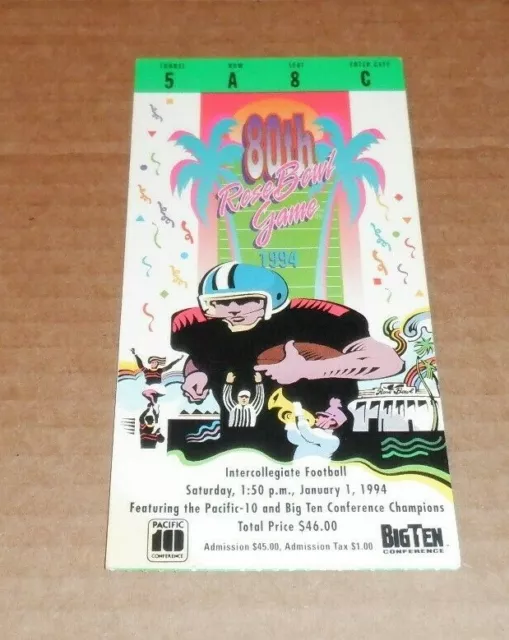 1994 WISCONSIN v UCLA ROSE BOWL GAME TICKET STUB FOOTBALL BRUINS BADGERS NCAA