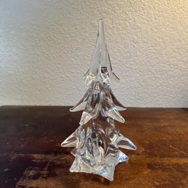 Vtg Clichy France Crystal Art Glass Tree Signed Paperweight Christmas 8&1/2”