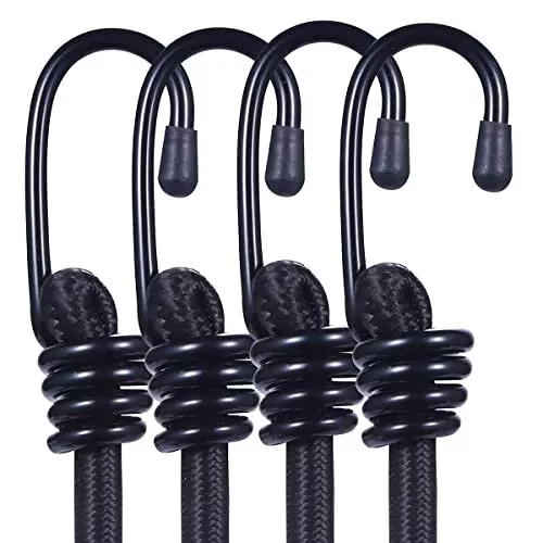 Bungee Cords Heavy Duty Outdoor 2ft Bungee Straps With Hooks Black Bunji Cord 24