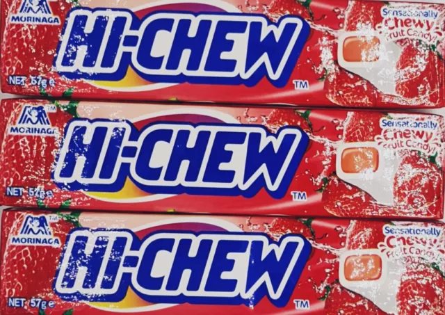 HI CHEWS STRAWBERRY FLAVOUR 3 x 57GRAMS PARTY CHRISTMAS EASTER