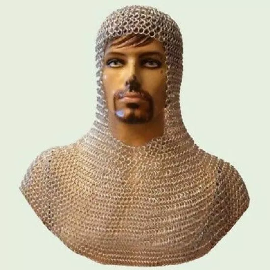 Medieval Viking Aluminum  Butted Chainmail Coif Larp Knight Chain mail Hood Cap