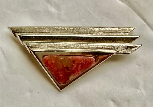 Broche Moderniste Vintage Signée Gil D'Agena France – Métal Argenté, Occasion Excellent état