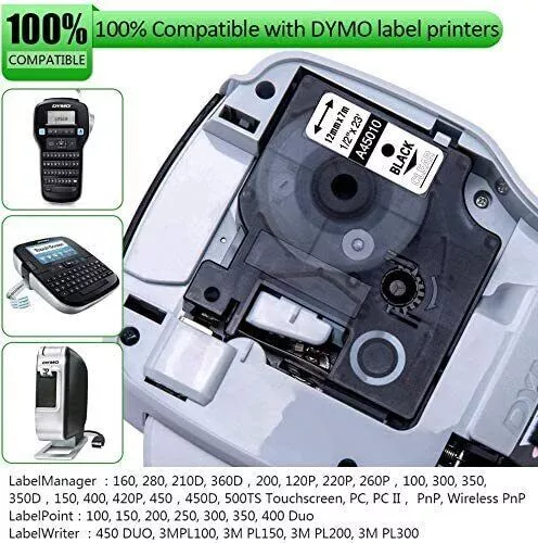 Compatible for Dymo D1 Tape 45013 9mm 12mm 6/19/24mm Label Manager 160 280 210D 2