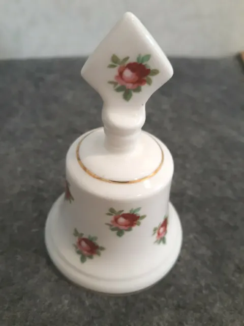 Countess Fine  Bone China dinner bell Made in England White Pink rose Gold Rim