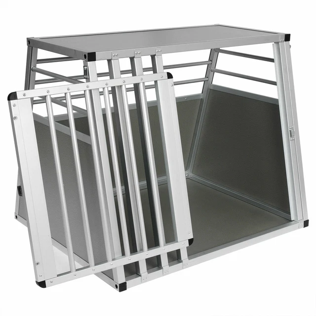DOGHEAD Hundetransportbox Aus Alu - 75x65x55 Cm, Schwarz/silber, Stabil & Belüftet Für Auto & Reise